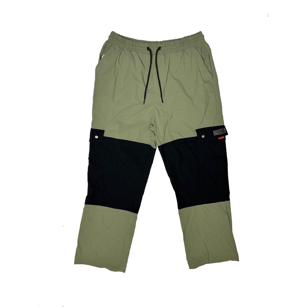 ECKO UNLTD. Cargo Pants Colorblock Olive Green Nylon Streetwear Gorpcore Men L
